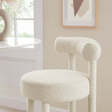 Modway Furniture Toulouse Boucle Fabric Bar Stool Ivory Silver 23 x 23 x 40