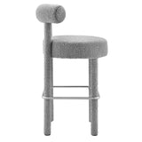 Modway Furniture Toulouse Boucle Fabric Bar Stool Light Gray Silver 23 x 23 x 40