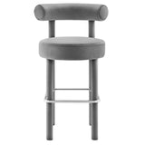 Modway Furniture Toulouse Performance Velvet Bar Stool Gray Silver 23 x 23 x 40