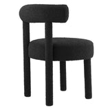 Modway Furniture Toulouse Boucle Fabric Dining Chair Black 23 x 23 x 29.5