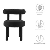 Modway Furniture Toulouse Boucle Fabric Dining Chair Black 23 x 23 x 29.5