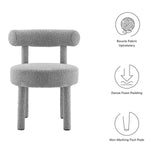 Modway Furniture Toulouse Boucle Fabric Dining Chair Light Gray 23 x 23 x 29.5