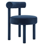 Modway Furniture Toulouse Performance Velvet Dining Chair Midnight Blue 23 x 23 x 29.5