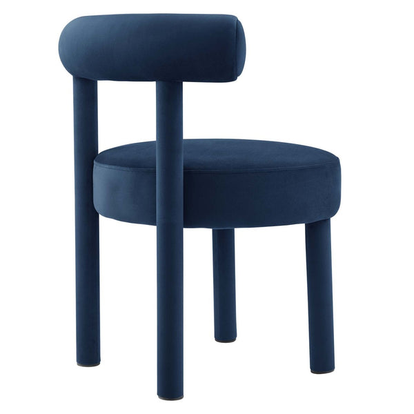 Modway Furniture Toulouse Performance Velvet Dining Chair - Luxurious Midnight Blue Glam Design for Comfort & Style EEI-6388-MID