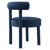 Modway Furniture Toulouse Performance Velvet Dining Chair Midnight Blue 23 x 23 x 29.5