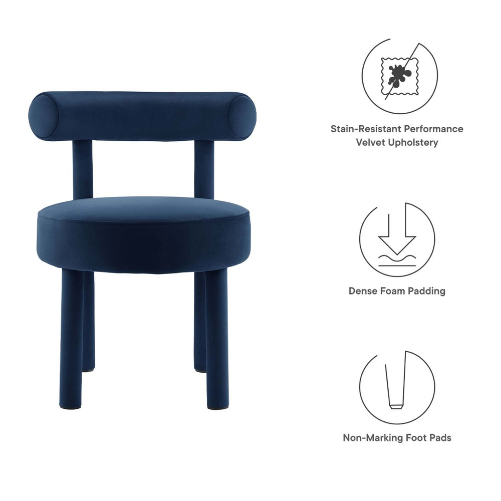 Modway Furniture Toulouse Performance Velvet Dining Chair - Luxurious Midnight Blue Glam Design for Comfort & Style EEI-6388-MID