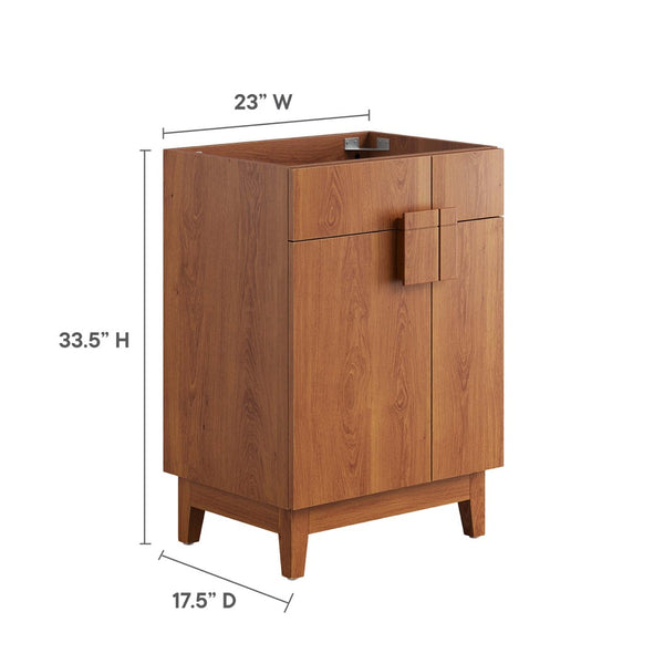 Modway Furniture Miles 24" Bathroom Vanity Cabinet - Modern Mid-Century Design with Ample Storage & Easy Assembly Walnut EEI-6399-WAL