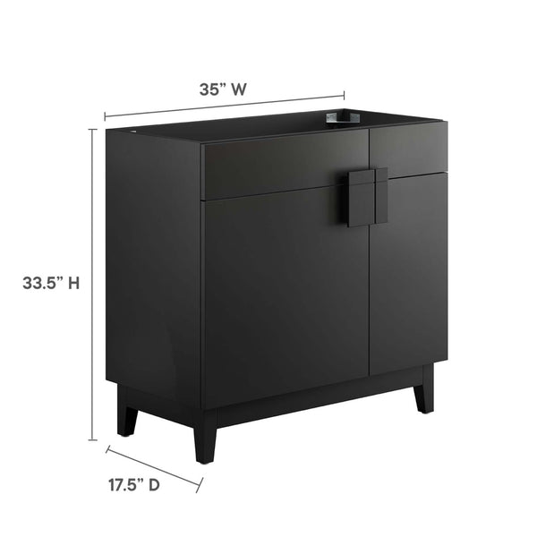 Modway Furniture Miles 36" Bathroom Vanity Cabinet - Contemporary Design with Smart Storage for Modern Spaces Black EEI-6400-BLK