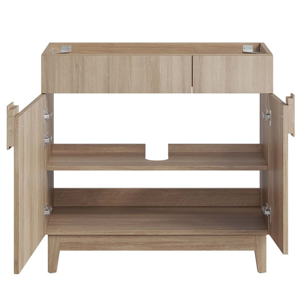 Modway Furniture Miles 36" Bathroom Vanity Cabinet - Contemporary Design with Smart Storage for Modern Spaces Oak EEI-6400-OAK