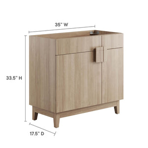 Modway Furniture Miles 36" Bathroom Vanity Cabinet - Contemporary Design with Smart Storage for Modern Spaces Oak EEI-6400-OAK