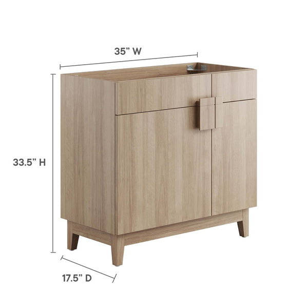 Modway Furniture Miles 36" Bathroom Vanity Cabinet - Contemporary Design with Smart Storage for Modern Spaces Oak EEI-6400-OAK