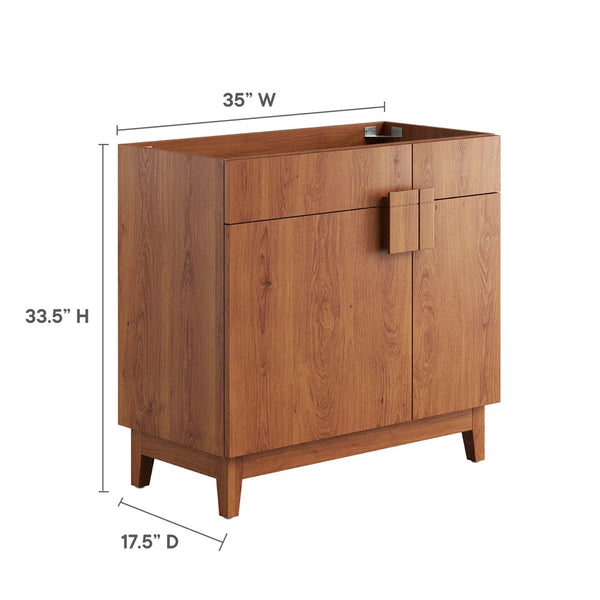 Modway Furniture Miles 36" Bathroom Vanity Cabinet - Contemporary Design with Smart Storage for Modern Spaces Walnut EEI-6400-WAL