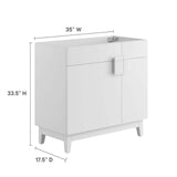 Modway Furniture Miles 36” Bathroom Vanity Cabinet (Sink Basin Not Included) White 17.5 x 35 x 33.5