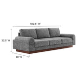 Modway Furniture Oasis Upholstered Fabric Sofa Gray 38 x 102.5 x 32.5