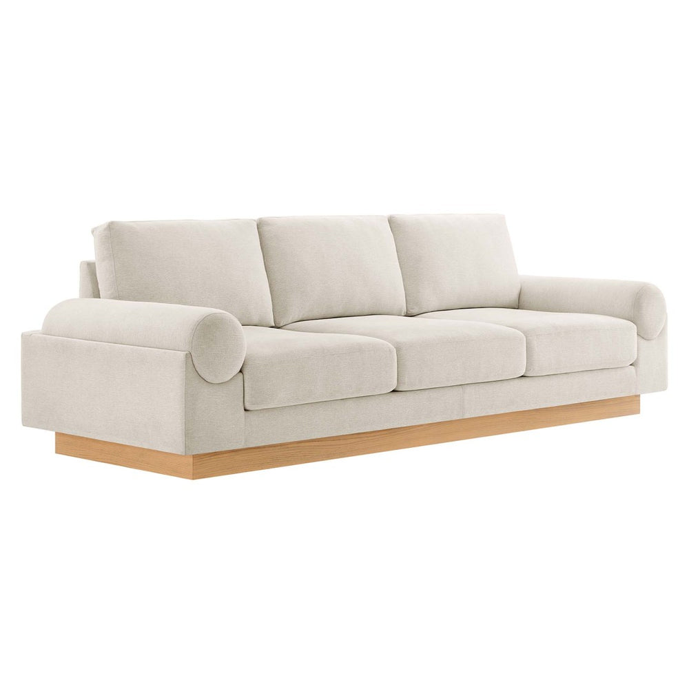Modway Furniture Oasis Upholstered Fabric Sofa - Contemporary Comfort with Plush Seating and Stylish Design for Living Room Ivory EEI-6401-IVO