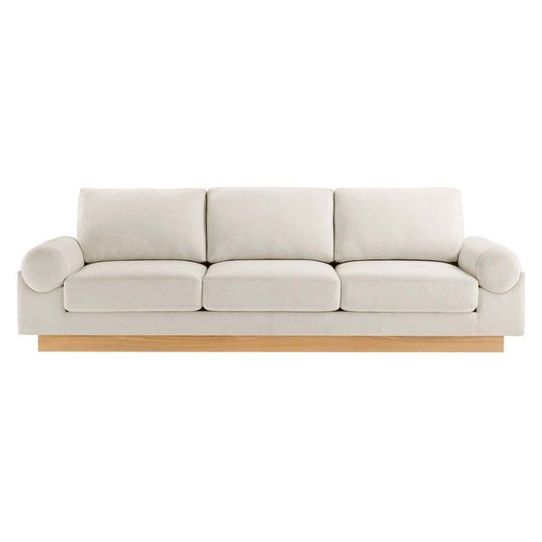 Modway Furniture Oasis Upholstered Fabric Sofa - Contemporary Comfort with Plush Seating and Stylish Design for Living Room Ivory EEI-6401-IVO