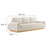 Modway Furniture Oasis Upholstered Fabric Sofa Ivory 38 x 102.5 x 32.5