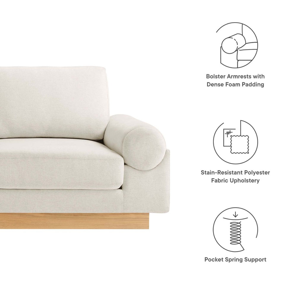 Modway Furniture Oasis Upholstered Fabric Sofa - Contemporary Comfort with Plush Seating and Stylish Design for Living Room Ivory EEI-6401-IVO