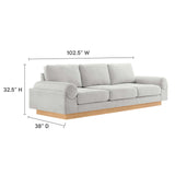 Modway Furniture Oasis Upholstered Fabric Sofa Light Gray 38 x 102.5 x 32.5