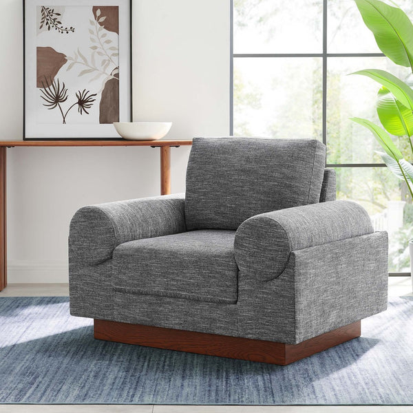 Modway Furniture Oasis Upholstered Fabric Armchair – Modern Comfort with Sculptural Style for Your Living Space Gray EEI-6402-GRY