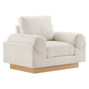 Modway Furniture Oasis Upholstered Fabric Armchair – Modern Comfort with Sculptural Style for Your Living Space Ivory EEI-6402-IVO