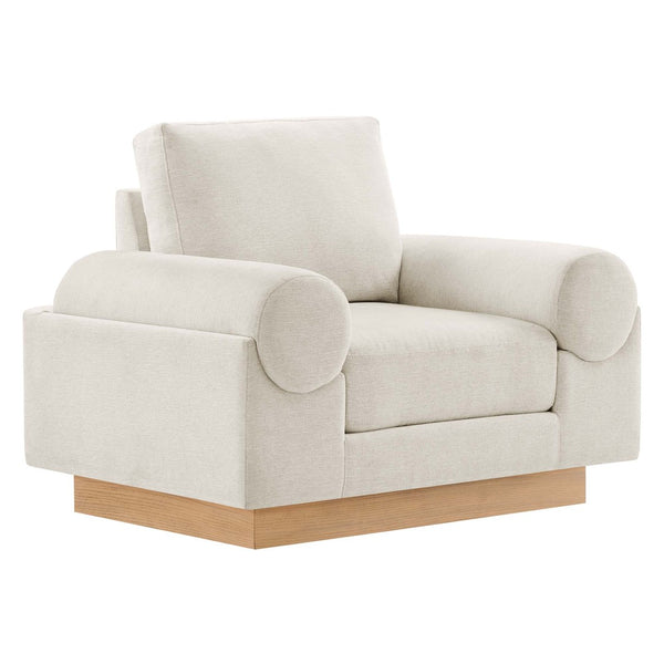 Modway Furniture Oasis Upholstered Fabric Armchair – Modern Comfort with Sculptural Style for Your Living Space Ivory EEI-6402-IVO