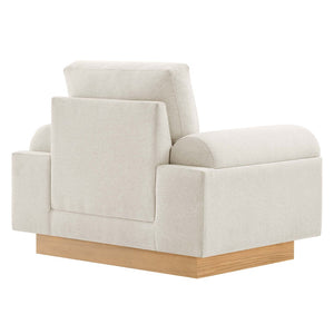 Modway Furniture Oasis Upholstered Fabric Armchair – Modern Comfort with Sculptural Style for Your Living Space Ivory EEI-6402-IVO