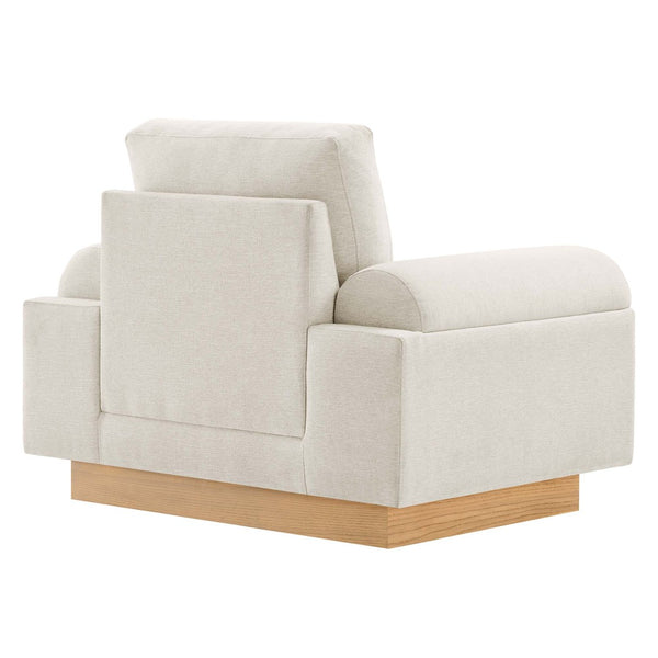 Modway Furniture Oasis Upholstered Fabric Armchair – Modern Comfort with Sculptural Style for Your Living Space Ivory EEI-6402-IVO