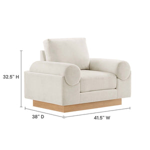 Modway Furniture Oasis Upholstered Fabric Armchair – Modern Comfort with Sculptural Style for Your Living Space Ivory EEI-6402-IVO