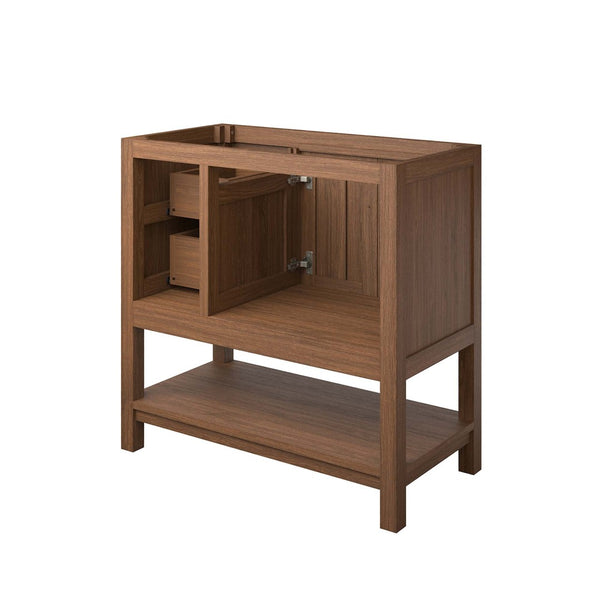 Modway Furniture Ashlyn 36" Mid-Century Wood Bathroom Vanity Cabinet with Smart Storage & Soft-Close Doors - Walnut EEI-6404-WAL