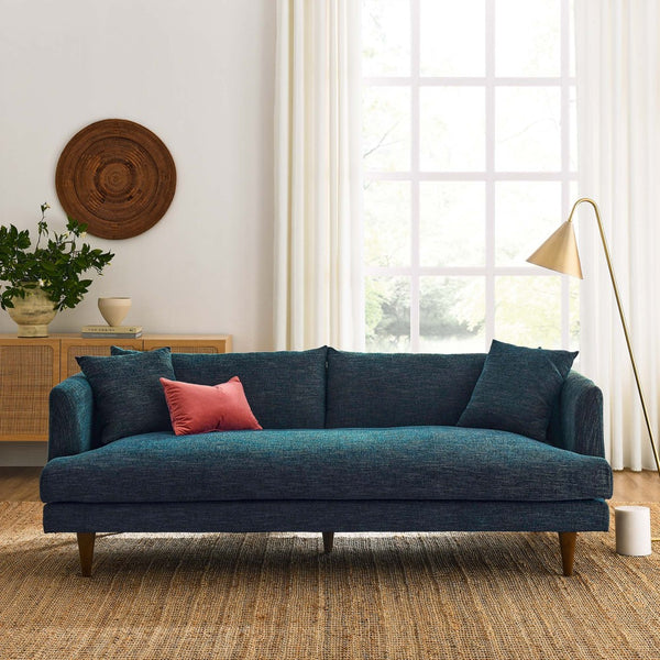 Modway Furniture Zoya Down-Filled Overstuffed Sofa - Modern Comfort with Durable Construction & Easy Maintenance Features Navy Fabric EEI-6405-HEA