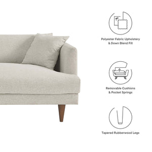 Modway Furniture Zoya Down-Filled Overstuffed Sofa - Modern Comfort with Durable Construction & Easy Maintenance Features Ivory Fabric EEI-6405-HEI