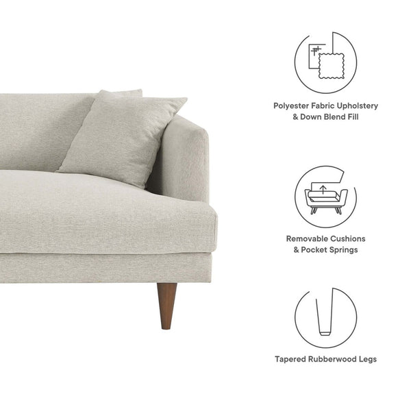 Modway Furniture Zoya Down-Filled Overstuffed Sofa - Modern Comfort with Durable Construction & Easy Maintenance Features Ivory Fabric EEI-6405-HEI