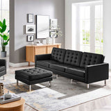 Modway Furniture Loft Tufted Vegan Leather Sofa and Ottoman Set Silver Black 32 x 118.5 x 32.5