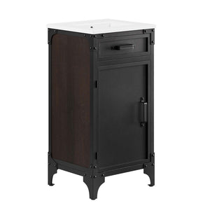 Modway Furniture Steamforge 18" Bathroom Vanity - Industrial-Modern Design with Ceramic Sink & Ample Storage Solutions EEI-6411-WHI-BLK