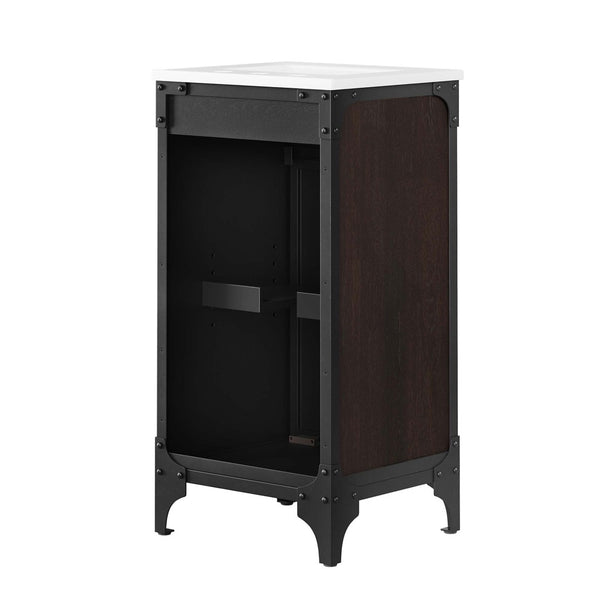 Modway Furniture Steamforge 18" Bathroom Vanity - Industrial-Modern Design with Ceramic Sink & Ample Storage Solutions EEI-6411-WHI-BLK