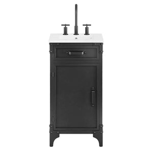 Modway Furniture Steamforge 18" Bathroom Vanity - Industrial-Modern Design with Ceramic Sink & Ample Storage Solutions EEI-6411-WHI-BLK