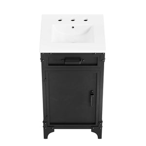 Modway Furniture Steamforge 18" Bathroom Vanity - Industrial-Modern Design with Ceramic Sink & Ample Storage Solutions EEI-6411-WHI-BLK