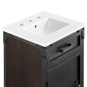 Modway Furniture Steamforge 18" Bathroom Vanity - Industrial-Modern Design with Ceramic Sink & Ample Storage Solutions EEI-6411-WHI-BLK