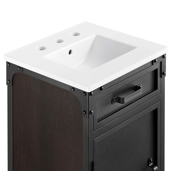 Modway Furniture Steamforge 18" Bathroom Vanity - Industrial-Modern Design with Ceramic Sink & Ample Storage Solutions EEI-6411-WHI-BLK