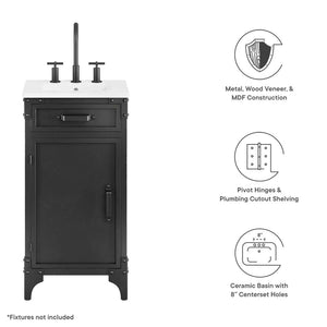 Modway Furniture Steamforge 18" Bathroom Vanity - Industrial-Modern Design with Ceramic Sink & Ample Storage Solutions EEI-6411-WHI-BLK