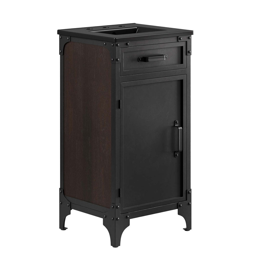 Modway Furniture Steamforge 18" Bathroom Vanity with Ceramic Sink - Space-Saving Design for Modern Small Spaces EEI-6412-BLK-BLK