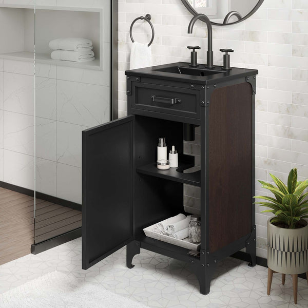 Modway Furniture Steamforge 18" Bathroom Vanity with Ceramic Sink - Space-Saving Design for Modern Small Spaces EEI-6412-BLK-BLK