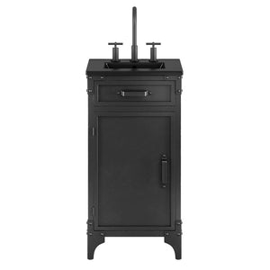 Modway Furniture Steamforge 18" Bathroom Vanity with Ceramic Sink - Space-Saving Design for Modern Small Spaces EEI-6412-BLK-BLK