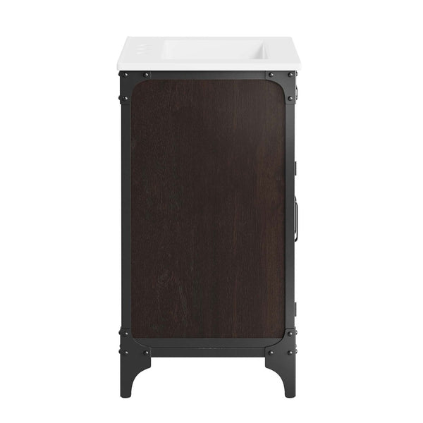 Modway Furniture Steamforge 24" Bathroom Vanity - Stylish Industrial Design with Convenient Storage & Sink Access EEI-6413-WHI-BLK