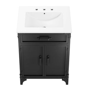 Modway Furniture Steamforge 24" Bathroom Vanity - Stylish Industrial Design with Convenient Storage & Sink Access EEI-6413-WHI-BLK