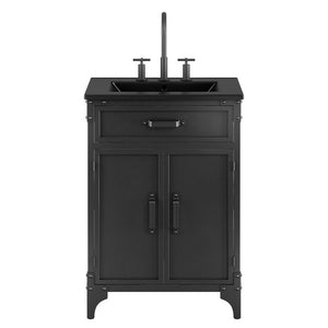Modway Furniture Steamforge 24" Bathroom Vanity - Compact Industrial-Modern Design with Integrated Sink & Storage EEI-6414-BLK-BLK