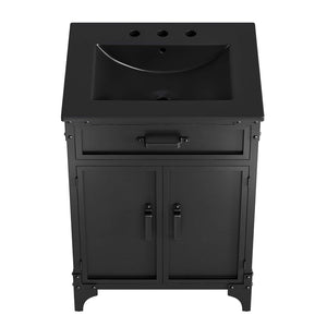 Modway Furniture Steamforge 24" Bathroom Vanity - Compact Industrial-Modern Design with Integrated Sink & Storage EEI-6414-BLK-BLK
