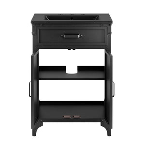 Modway Furniture Steamforge 24" Bathroom Vanity - Compact Industrial-Modern Design with Integrated Sink & Storage EEI-6414-BLK-BLK