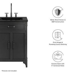 Modway Furniture Steamforge 24" Bathroom Vanity - Compact Industrial-Modern Design with Integrated Sink & Storage EEI-6414-BLK-BLK